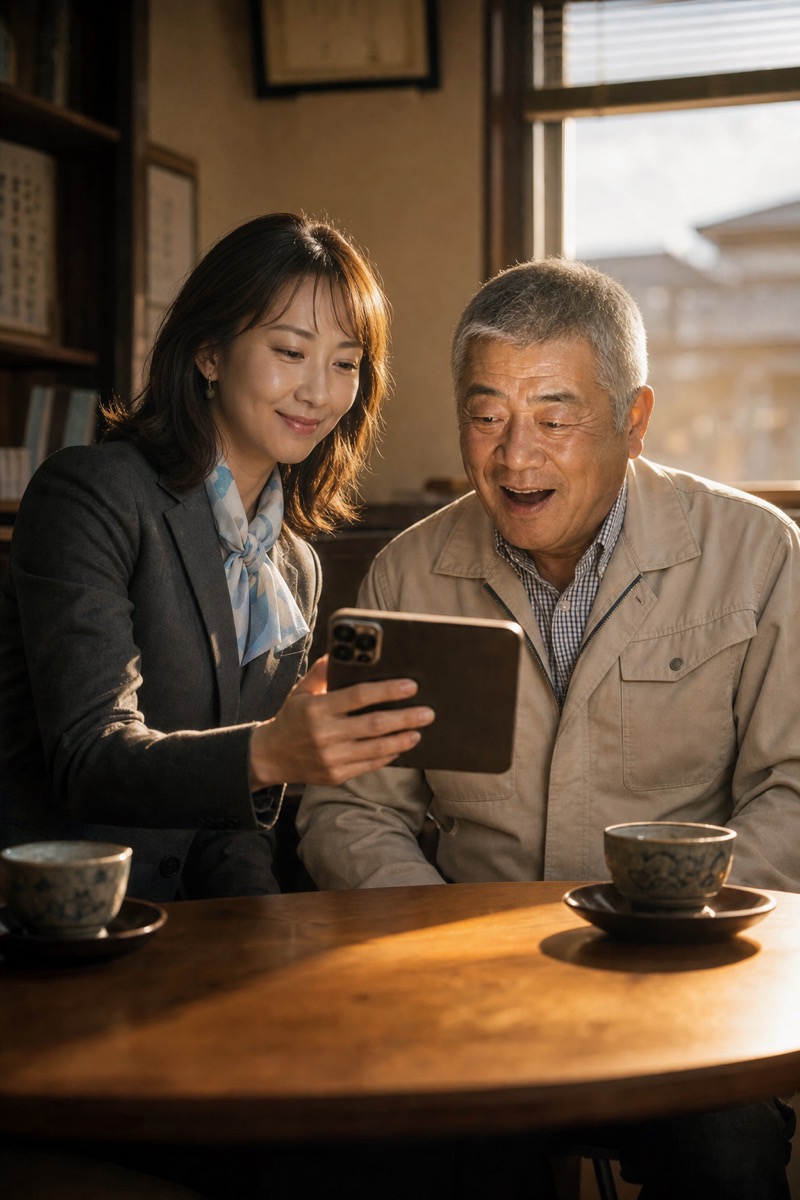 ドラマ『魔法の商品』より:スマホの画面を見せた瞬間、社長の顔が変わる